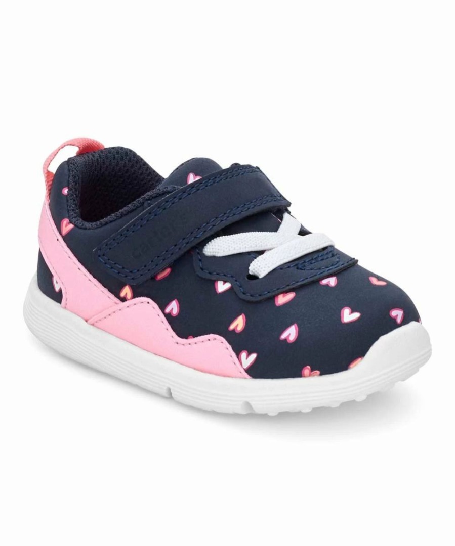 * | Budget Carter'S Navy & Pink Heart Strap-Accent Kit Sneaker Girls