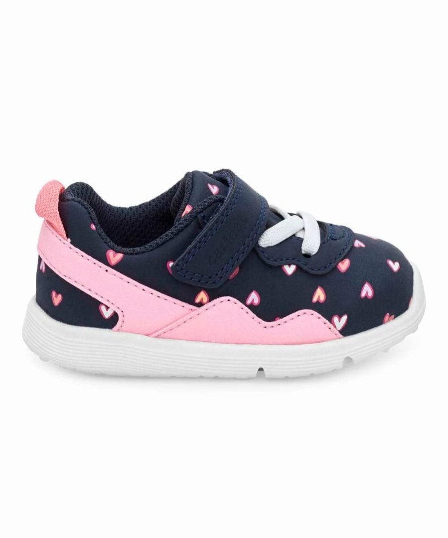 * | Budget Carter'S Navy & Pink Heart Strap-Accent Kit Sneaker Girls