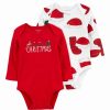 * | Promo Carter'S Red & White 'My First Christmas' Bodysuit Set Infant