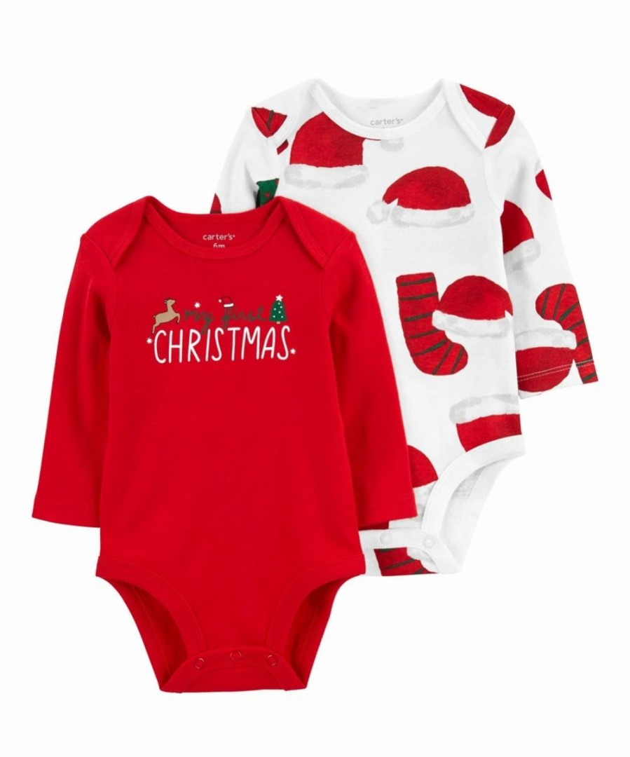 * | Promo Carter'S Red & White 'My First Christmas' Bodysuit Set Infant