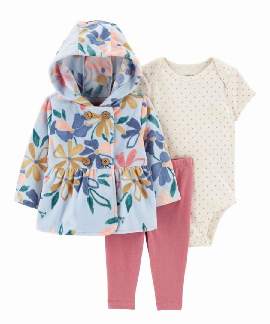 * | Promo Carter'S Light Blue & Yellow Floral Zip-Up Hoodie Set Newborn & Infant