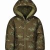 * | Flash Sale Carter'S Olive Dinosaur Hooded Puffer Coat Toddler