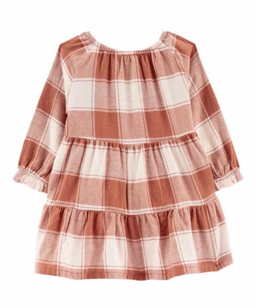 * | Deals Carter'S Brown & White Plaid Tiered-Skirt Button-Front A-Line Dress Infant