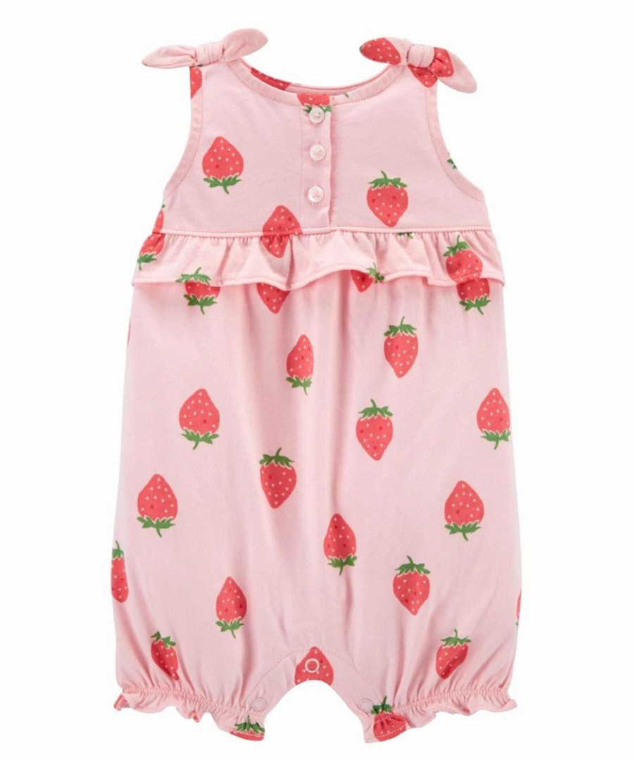 * | Top 10 Carter'S Pink Strawberry Ruffle-Accent Bow-Sleeve Romper Infant