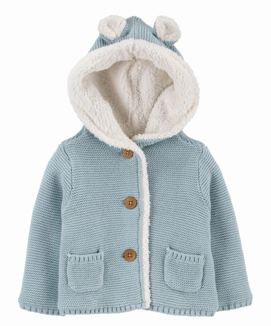 * | Best Pirce Carter'S Blue Bear-Ear Sherpa-Lined Cardigan Newborn & Infant