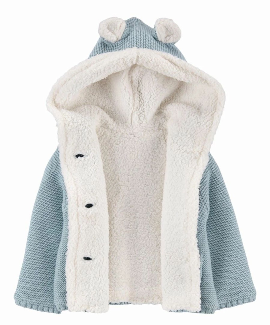 * | Best Pirce Carter'S Blue Bear-Ear Sherpa-Lined Cardigan Newborn & Infant