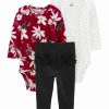 * | Coupon Carter'S Dark Red & White Floral Bodysuit Set Newborn & Infant