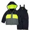 * | Hot Sale Carter'S Dark Gray & Yellow Color Block Puffer Coat & Bib Pants Toddler