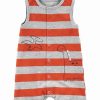 * | Wholesale Carter'S Gray & Red Stripe Dinosaur Sleeveless Romper Newborn & Infant