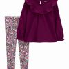 * | Buy Carter'S Plum Long-Sleeve Top & Purple Floral Leggings Infant