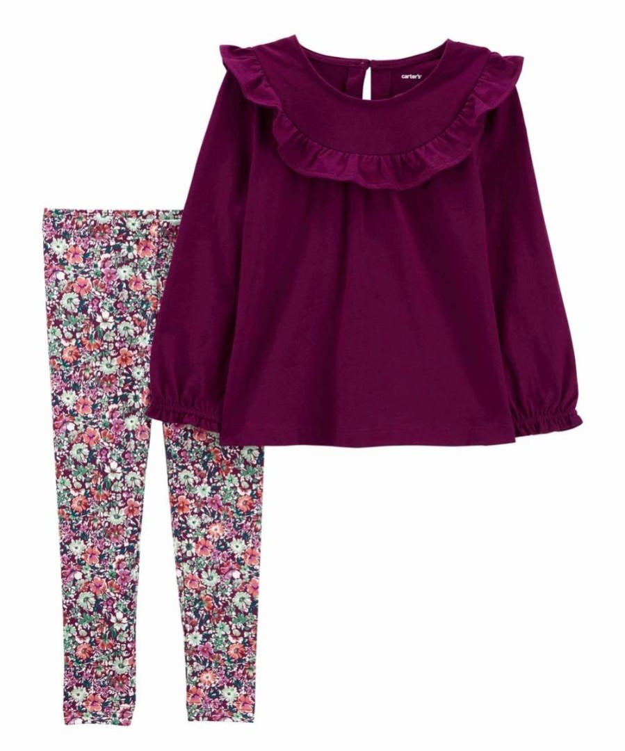 * | Buy Carter'S Plum Long-Sleeve Top & Purple Floral Leggings Infant