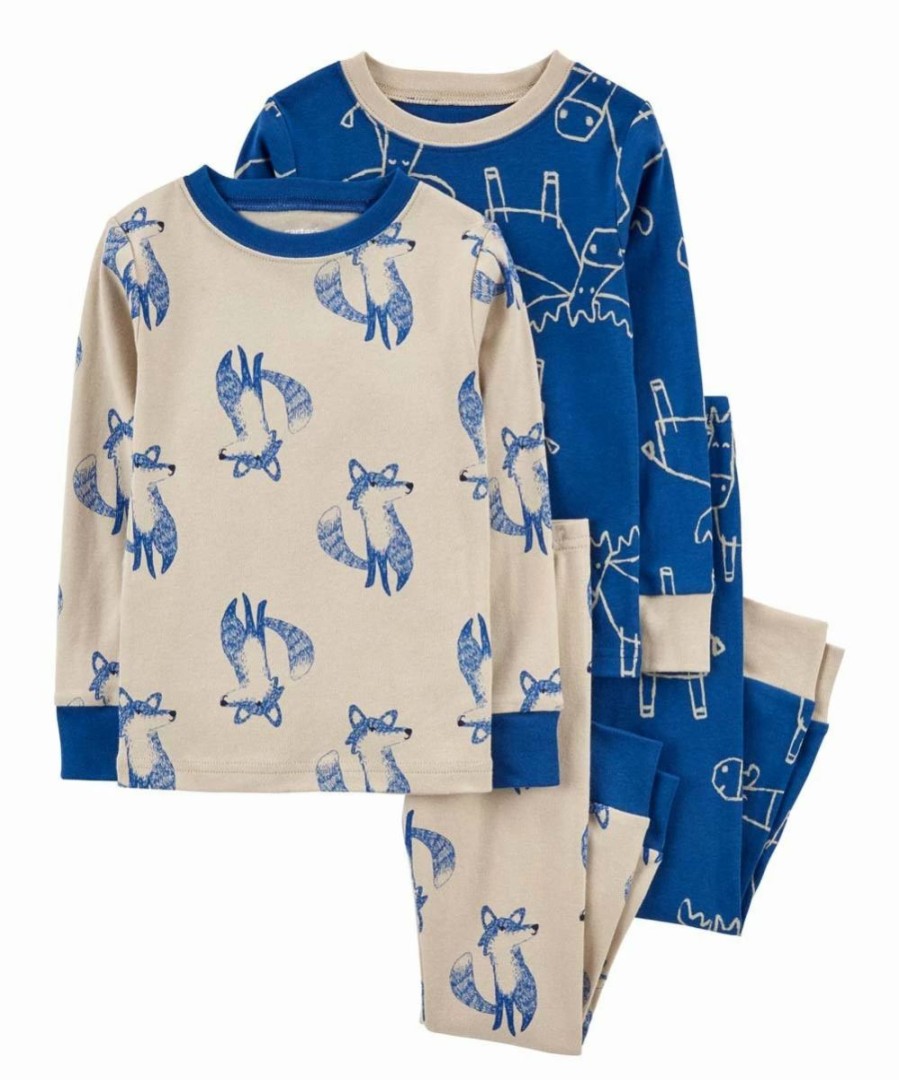 * | Best Pirce Carter'S Blue Moose Long-Sleeve Pajama Set Infant & Toddler