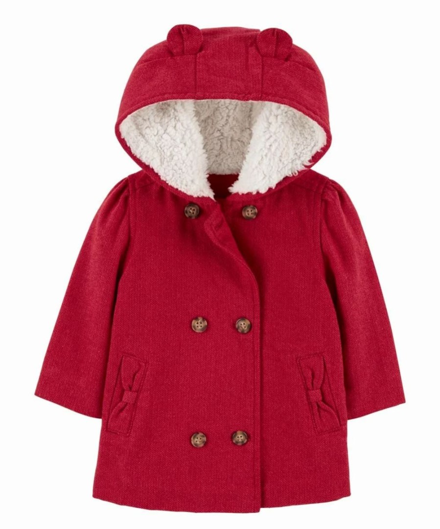 * | Top 10 Carter'S Red Bow-Pocket Hooded Peacoat Infant