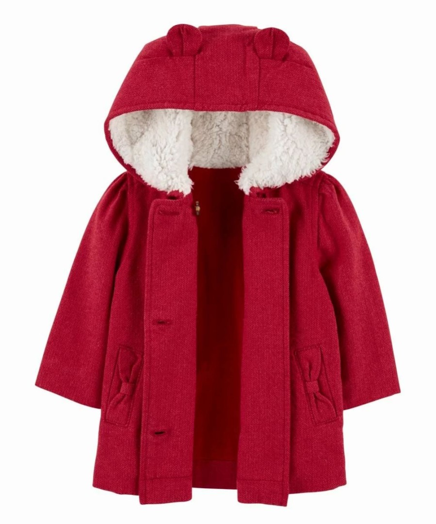 * | Top 10 Carter'S Red Bow-Pocket Hooded Peacoat Infant