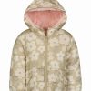 * | Best Sale Carter'S Khaki & Cream Floral Hooded Puffer Coat Girls