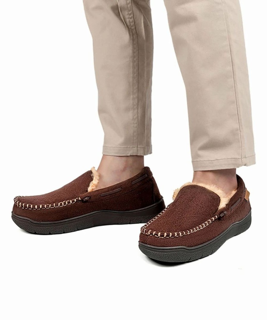 * | Wholesale Rockdove Coffee & Taupe Carter Moccasin Slipper Men