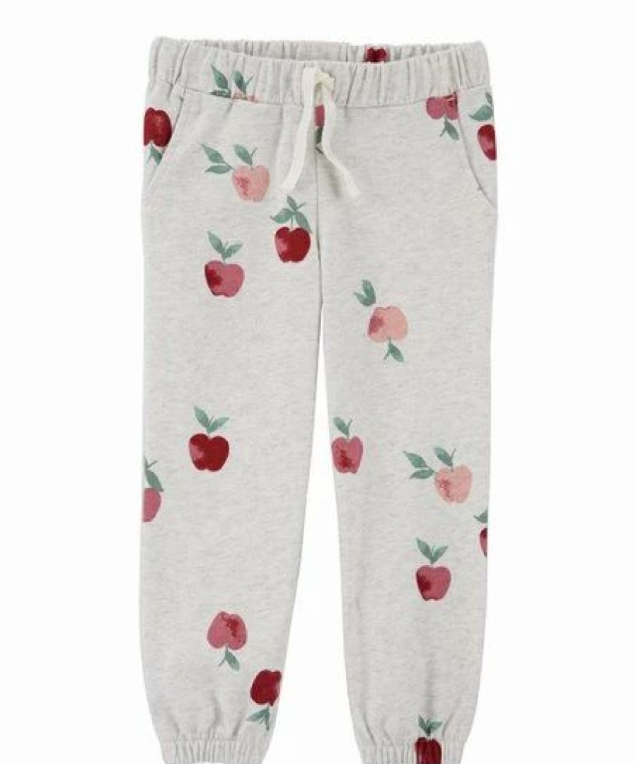 * | Deals Carter'S White & Red Apple Drawstring-Waist Pocket Joggers Toddler