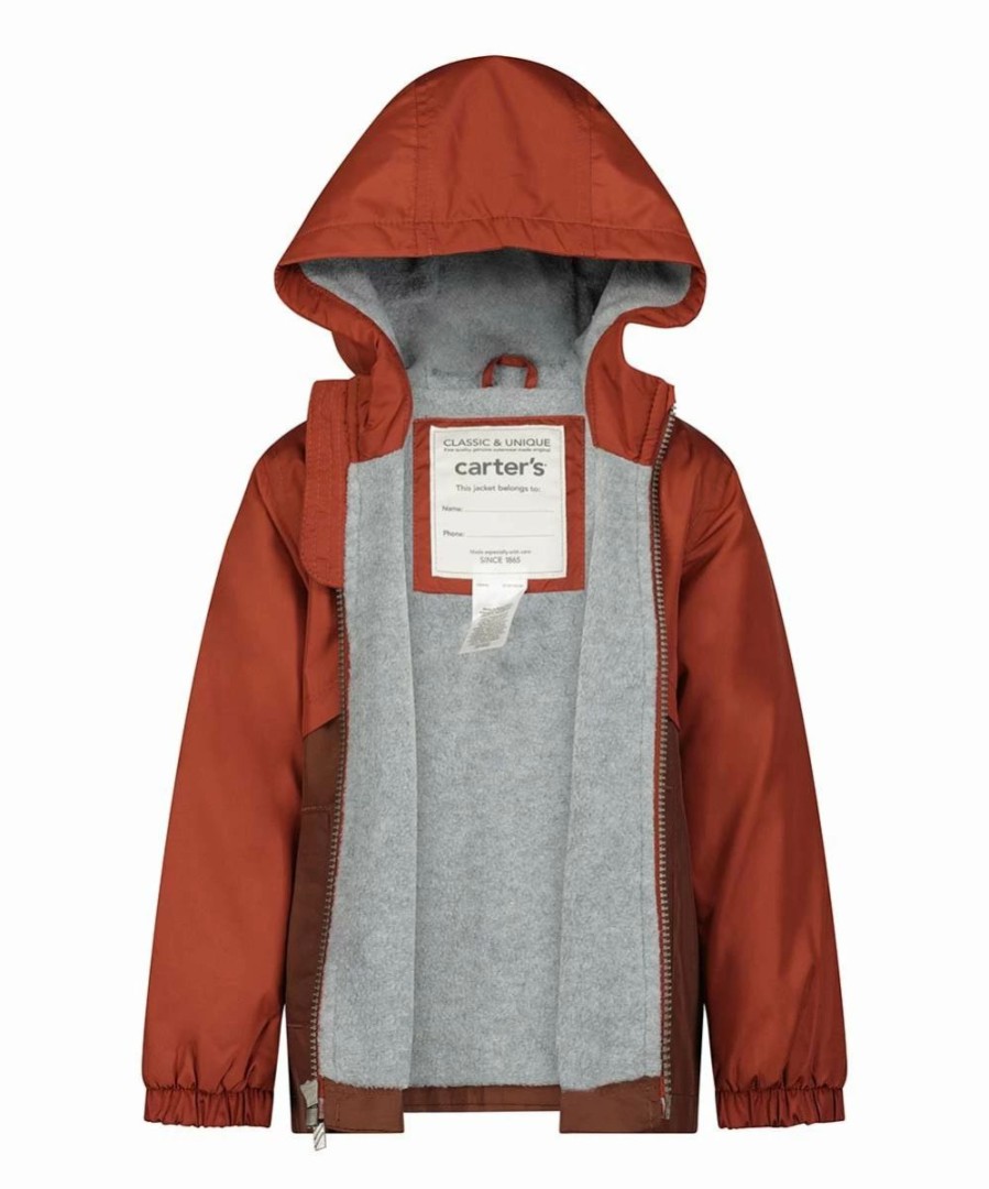 * | Top 10 Carter'S Dark Red Color Block Hooded Coat Boys