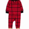 * | Best Reviews Of Carter'S Red & Black Plaid Bear-Foot Two-Way Zip Fleece Footie Newborn & Infant