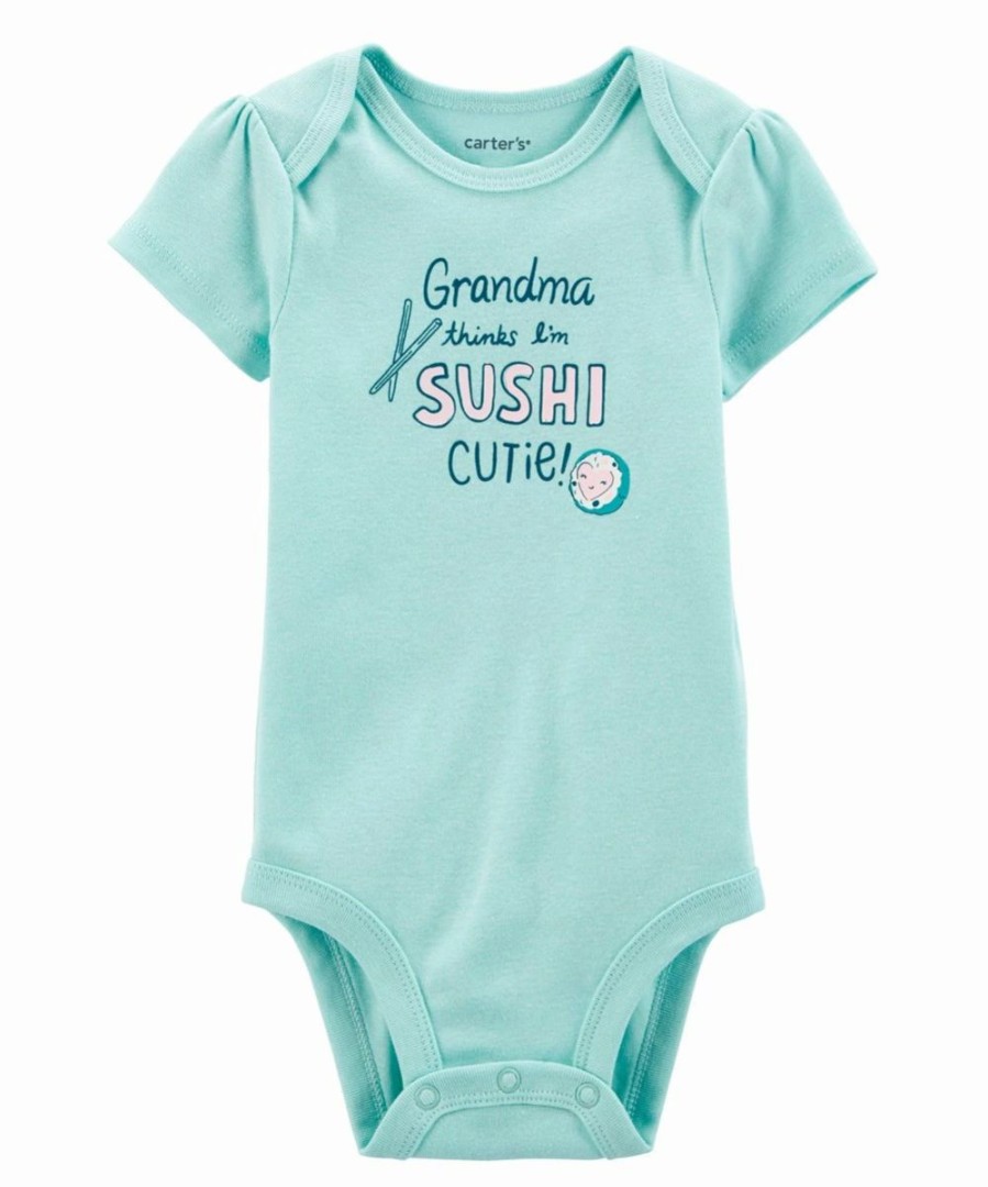 * | Brand New Carter'S Mint 'Grandma Thinks I'M Sushi Cutie' Short-Sleeve Bodysuit Infant