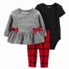 * | Coupon Carter'S Gray & Red Bow Peplum Top Set Newborn & Infant