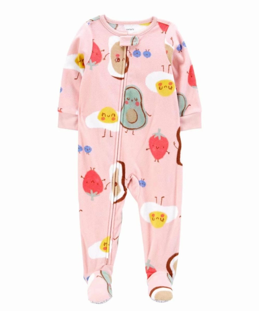 * | Best Pirce Carter'S Pink Breakfast Food Fleece Footie Toddler