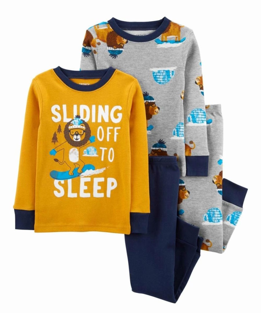 * | Brand New Carter'S Yellow 'Off To Sleep' Lion Long-Sleeve Pajama Set Infant, Toddler & Boys