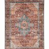 * | Budget Linon Home Rust & Ivory Damask Carter Washable Rug