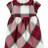 * | Hot Sale Carter'S Red Plaid Collared Cap-Sleeve Dress Infant