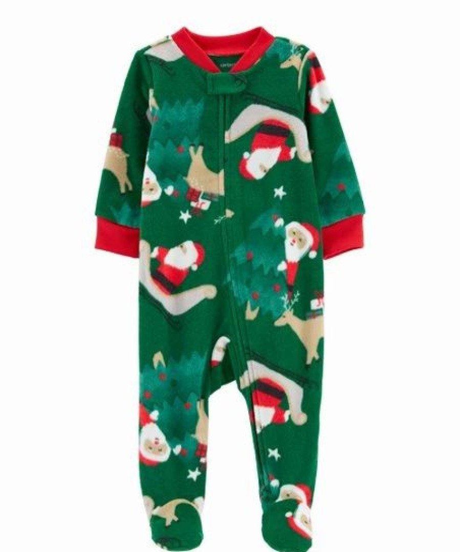 * | Best Reviews Of Carter'S Green & Red Santa Fleece Zip-Up Footie Newborn & Infant