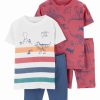 * | Flash Sale Carter'S White Stripe Dinosaur Crewneck Tee Pajama Set Infant