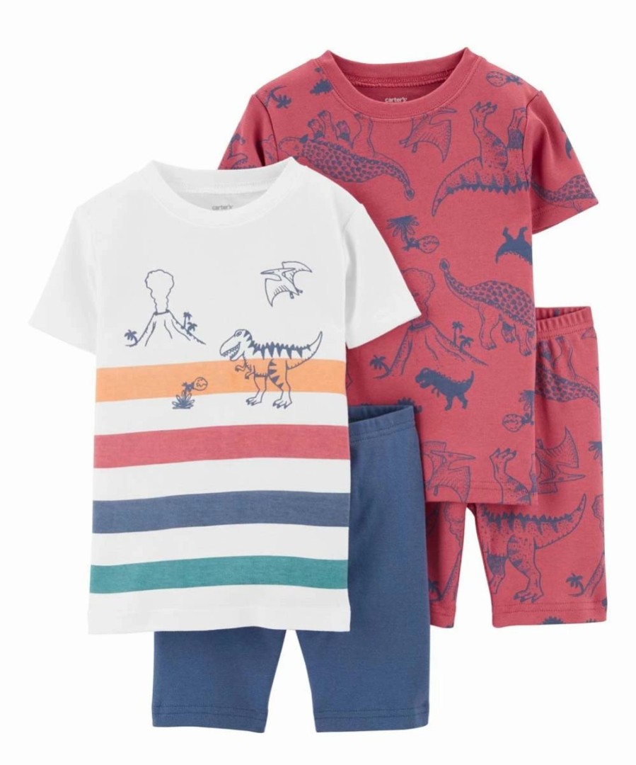 * | Flash Sale Carter'S White Stripe Dinosaur Crewneck Tee Pajama Set Infant