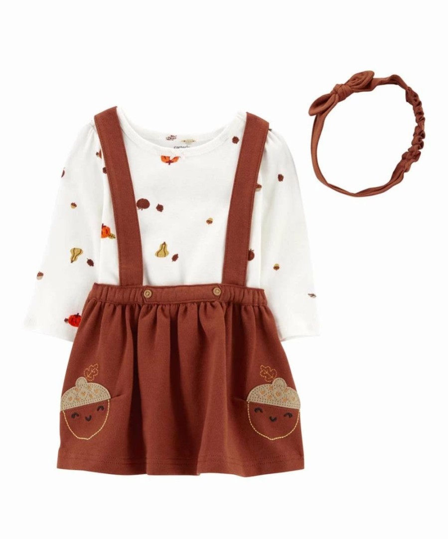 * | Hot Sale Carter'S Brown & White Gourds Acorn-Pocket Jumper Set Newborn & Infant