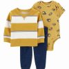 * | Outlet Carter'S White & Yellow Stripe Sweatshirt Set Newborn