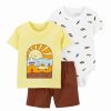 * | Wholesale Carter'S Yellow & Brown Beach Short-Sleeve Tee Set Newborn & Infant