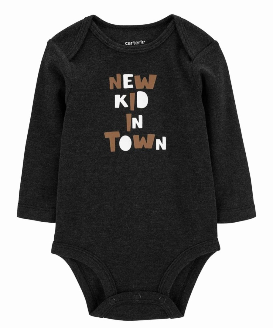 * | Buy Carter'S Dark Gray 'New Kid In Town' Original Bodysuit Infant