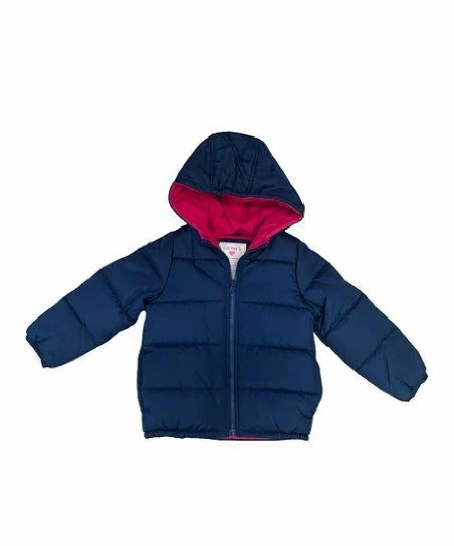 * | Coupon Carter'S Navy Hooded Puffer Jacket Girls