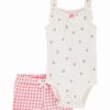 * | Brand New Carter'S Cream Cherry Bodysuit & Pink Gingham Shorts Newborn & Infant