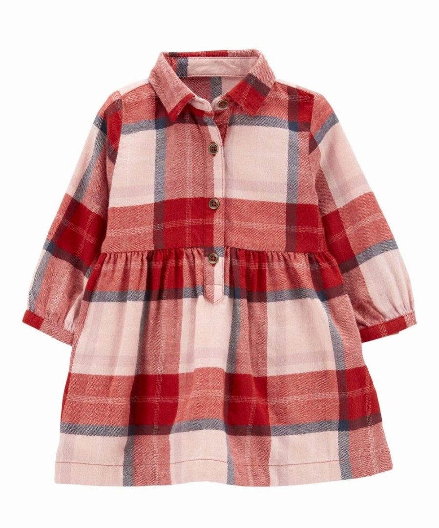 * | Best Pirce Carter'S Red & White Plaid Shirt Dress & Diaper Cover Infant