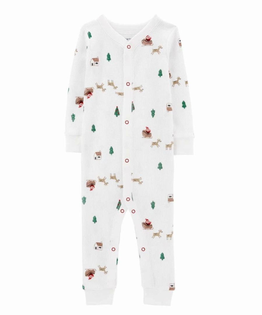 * | Discount Carter'S Cream Santa Sleigh Long-Sleeve Playsuit Infant