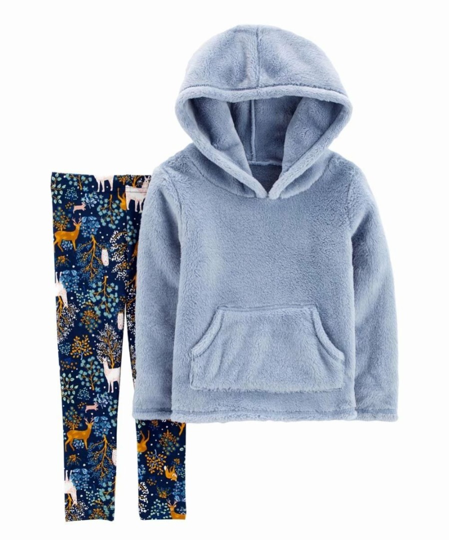 * | Best Sale Carter'S Blue Kangaroo-Pocket Hoodie & Navy Forest Leggings Infant