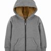 * | Hot Sale Carter'S Heather Gray Fleece-Lined Zip-Up Hoodie Infant