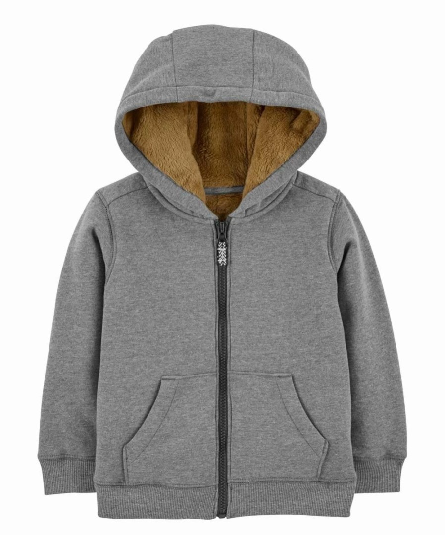 * | Hot Sale Carter'S Heather Gray Fleece-Lined Zip-Up Hoodie Infant