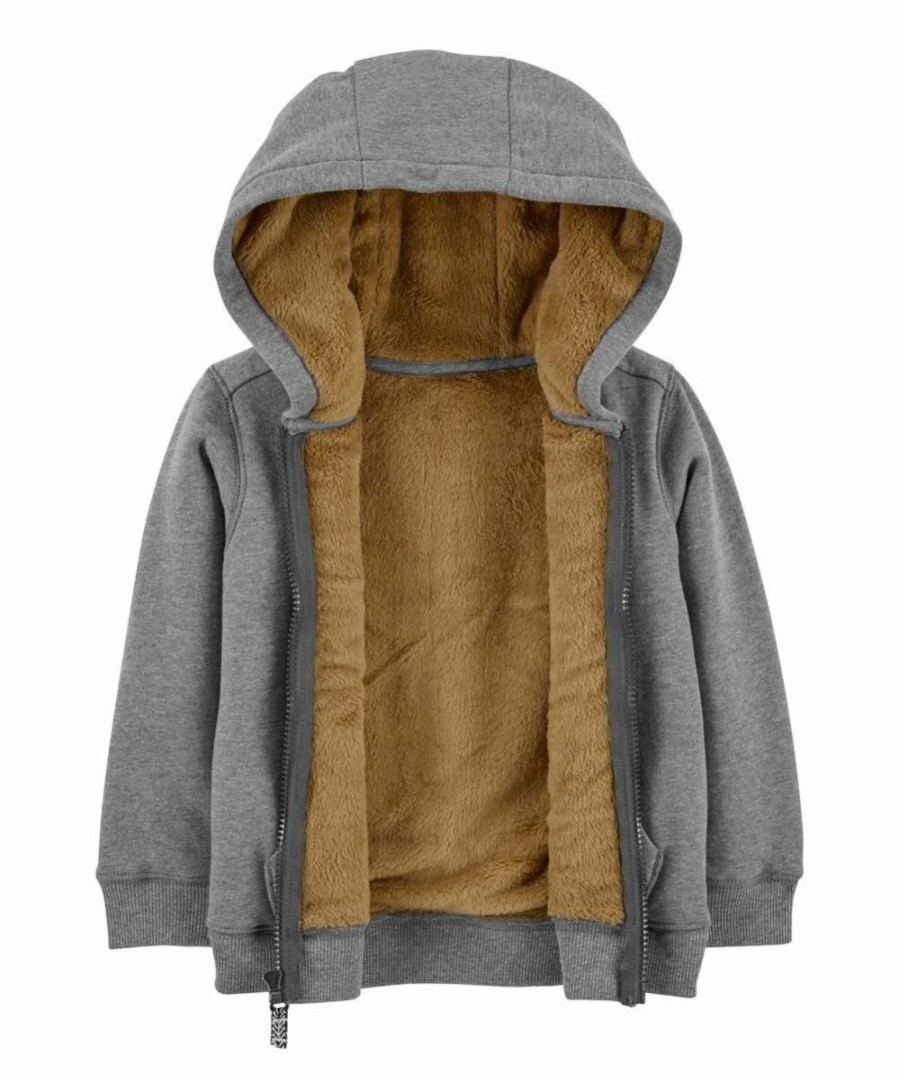 * | Hot Sale Carter'S Heather Gray Fleece-Lined Zip-Up Hoodie Infant