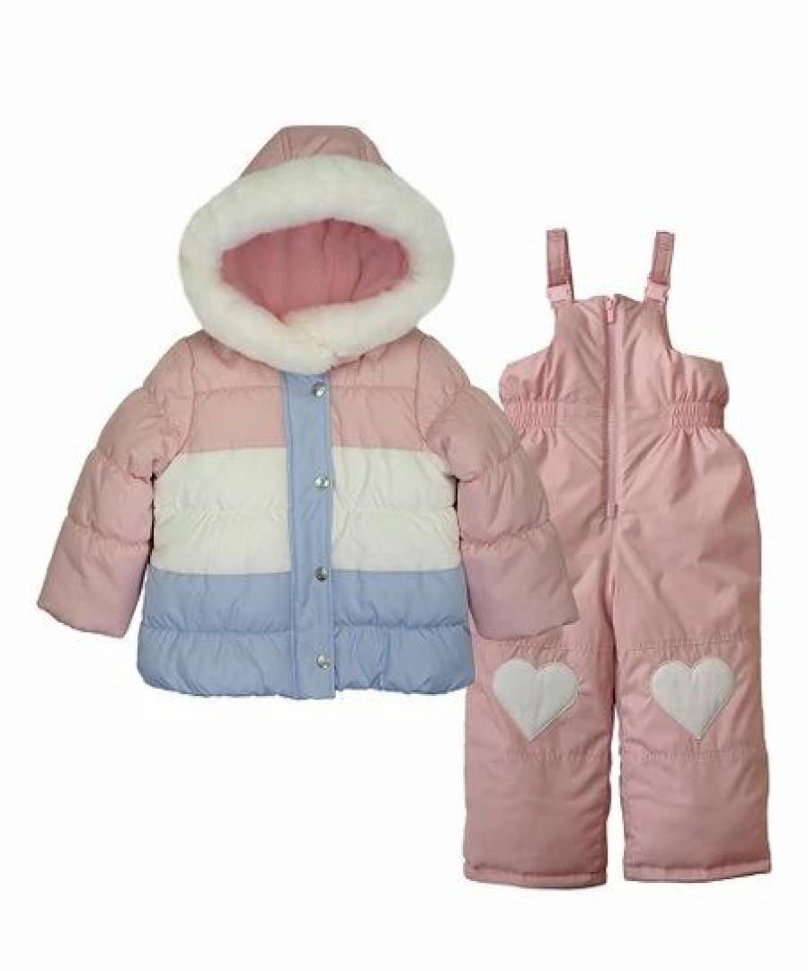 * | Discount Carter'S Light Pink Color Block Hooded Puffer Coat & Bib Pants Infant, Toddler & Girls