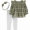 * | Wholesale Carter'S Green & White Plaid Angel-Sleeve Top Set Infant