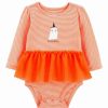 * | Wholesale Carter'S White & Orange Stripe 'Peekaboo!' Cute Ghost Tutu-Skirted Bodysuit Newborn & Infant