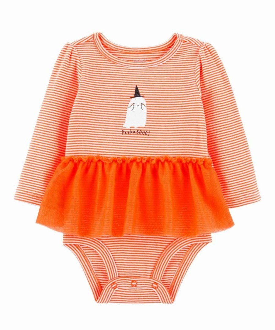 * | Wholesale Carter'S White & Orange Stripe 'Peekaboo!' Cute Ghost Tutu-Skirted Bodysuit Newborn & Infant