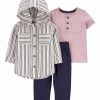 * | Cheap Carter'S White & Navy Stripe Hooded Button-Up Jacket Set Newborn & Infant