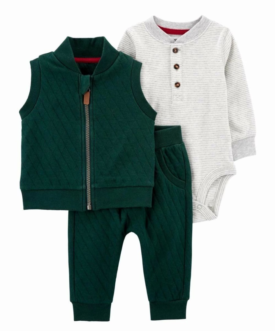 * | Cheap Carter'S Green Quilted Vest Set Newborn & Infant